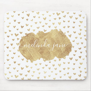 Cute Personalised Name Gold Hearts Mousepad