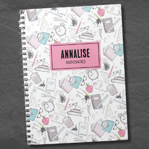 Cute Personalised Name Red Kids Student School Notebook