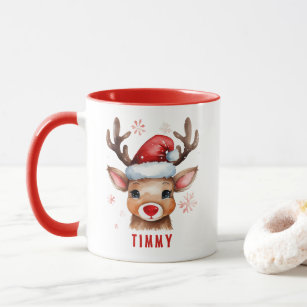 Cute Personalised Name Reindeer Mug