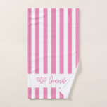 Cute Personalised Name Tennis Pink Stripes Hand Towel<br><div class="desc">Here at AdeliaGifts we love this Cute Personalised Name Tennis Pink Striped Hand Towel and we think you will love it too. 
The perfect gift or just treat yourself! 
We have a HUGE selection of products with most designs available for Men,  Women and Kids. Check them out!</div>