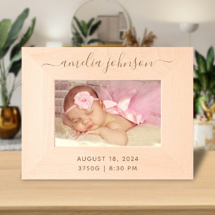 Cute Personalised Newborn Baby Name & Birth Info Etched Frames