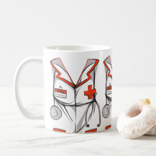 Cute Personalised Nurse Scrubs Outfit Name Coffee Mug