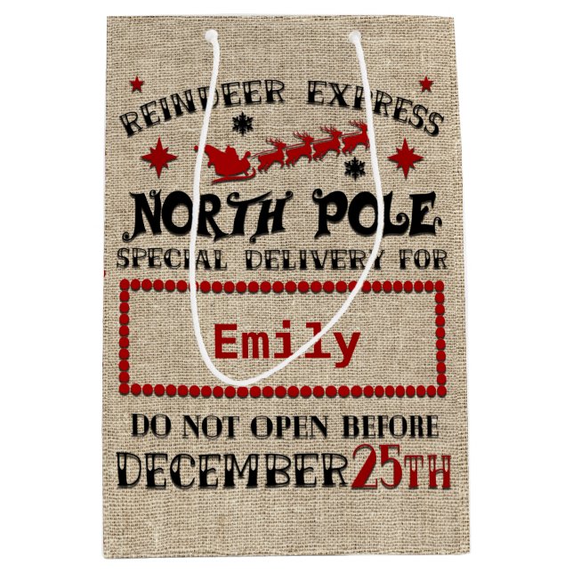 Cute Personalised Official Santa Sack GIFT BAG (Front)