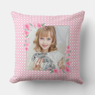 Cute Personalised one Photo Pink Cushion