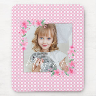 Cute Personalised one Photo Pink Mouse Pad