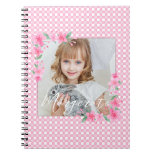 Cute Personalised one Photo Pink  Notebook