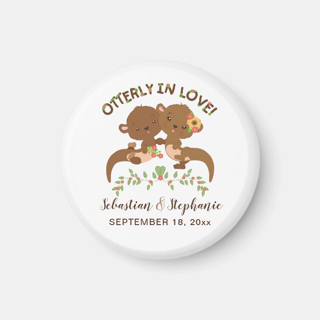 Cute Personalised Otterly in Love Magnet (Front)