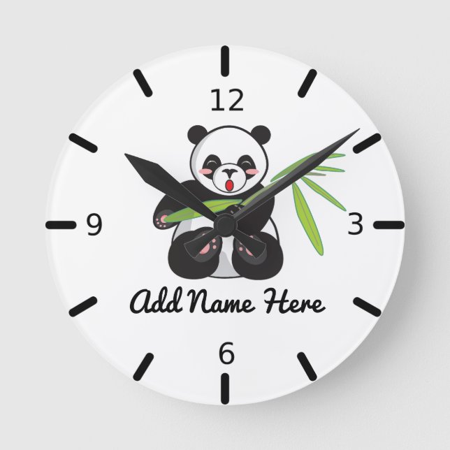 Cute Personalised Panda  Round Clock (Front)