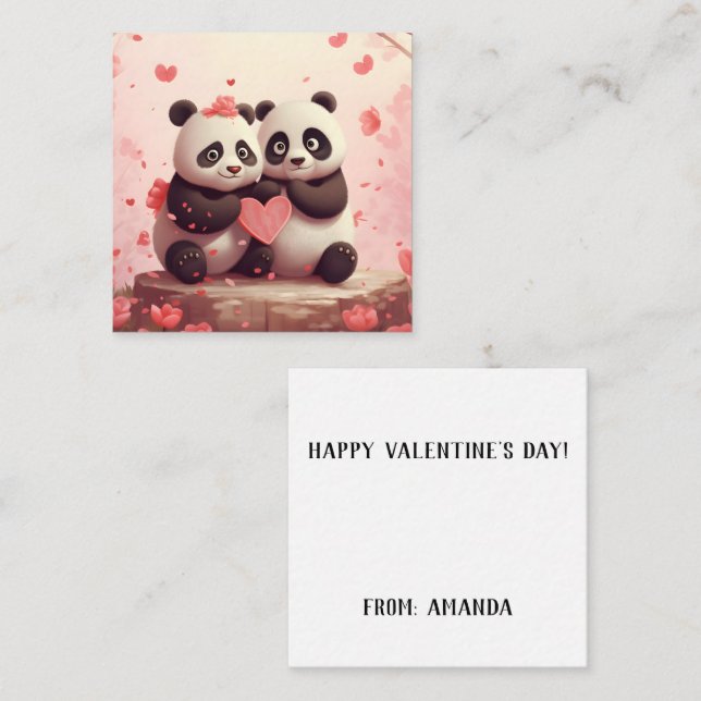 Cute Personalised Panda Valentine Card (Front/Back)