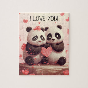 Cute Personalised Panda Valentine Jigsaw Puzzle