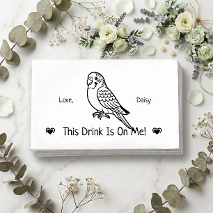 Cute Personalised Parakeet Wedding Drink Ticket Enclosure Card