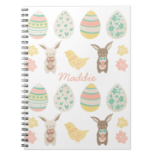 Cute Personalised Pastel Eggs Easter Bunny Notebook