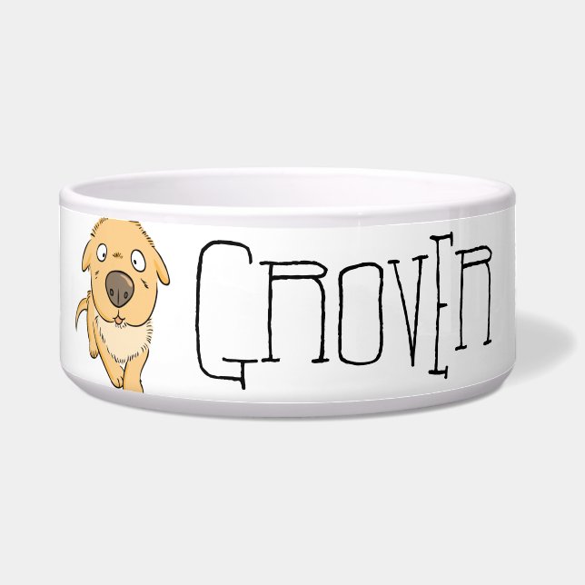 Cute Personalised Pet Name Dog Food Or Water Bowl (Front)