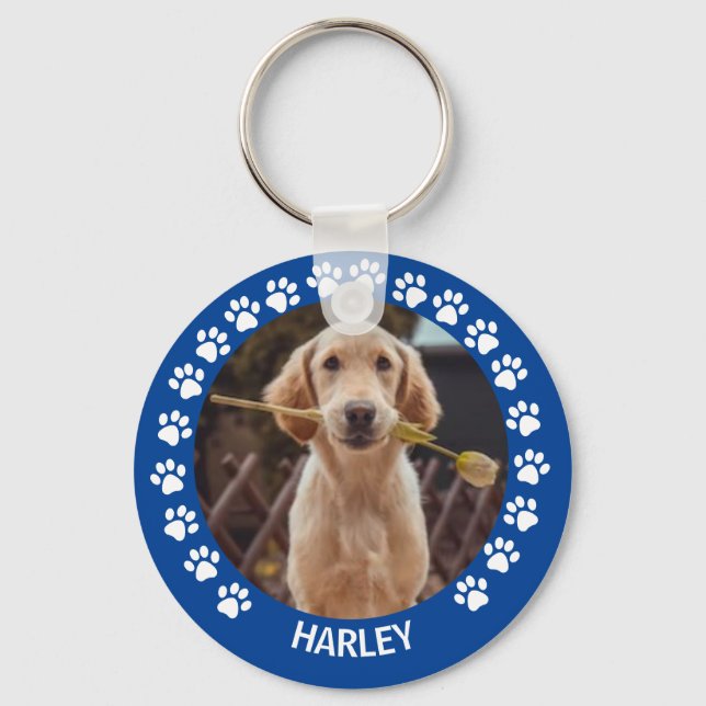 Cute Personalised Pet Photo Dog Lover  Key Ring (Front)