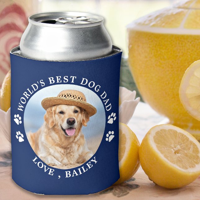 Cute Personalised Pet Photo Worlds Best Dog Dad Can Cooler (Creator Uploaded)