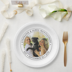 Cute Personalised Pet Wedding Photo Paper Plate
