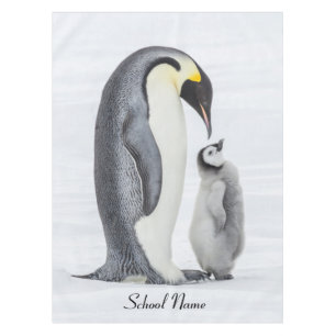 Cute Personalised Petting Penguin and Chick Tablecloth
