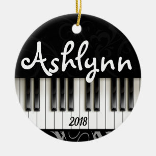 Cute Personalised Piano Keyboard Ceramic Ornament