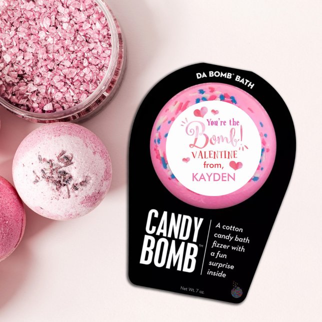 Cute Personalised Pink Bath Bomb Valentine Classic Round Sticker (Creator Uploaded)