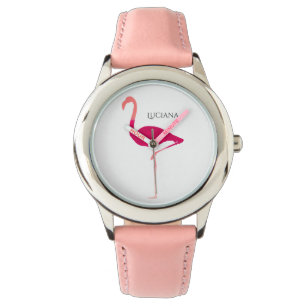 Cute Personalised Pink Flamingo Girl's Watch