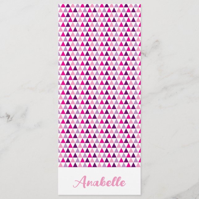 Cute Personalised Pink Geometric Pattern Bookmark (Front)