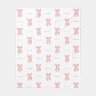 Cute Personalised Pink Hair Bow Girly Fleece Blanket