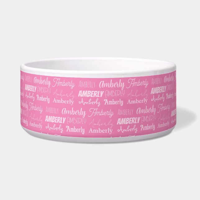Cute Personalised Pink Name Typography Girl Dog (Front)