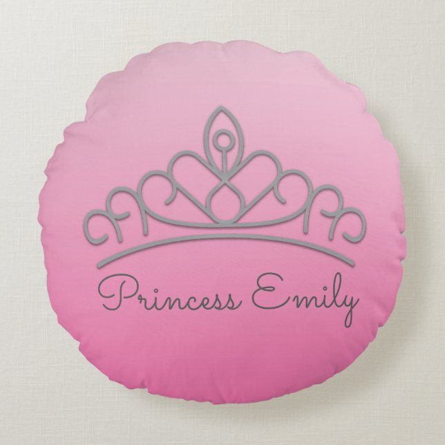 Cute Personalised Pink Princess Tiara Pillow (Front)
