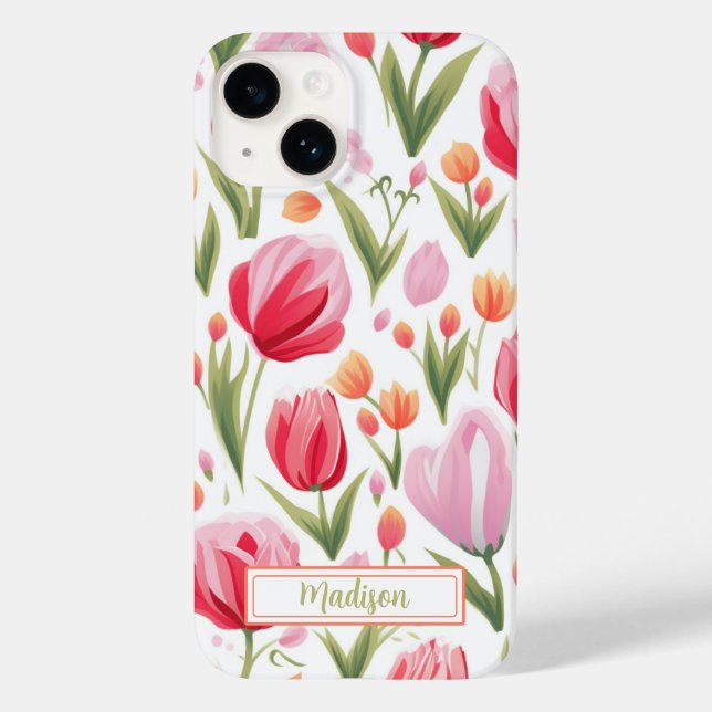 Cute Personalised Pink Spring Floral Case-Mate iPhone Case (Back)