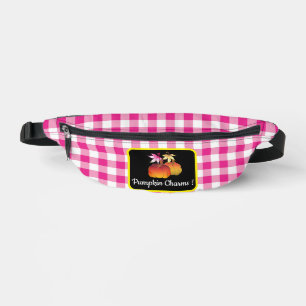 Cute Personalised Pumpkin Charms Pink Plaid Bum Bags