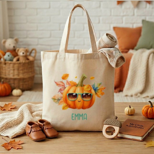 Cute Personalised Pumpkin Fall Tote Bag for Kids (Creator Uploaded)