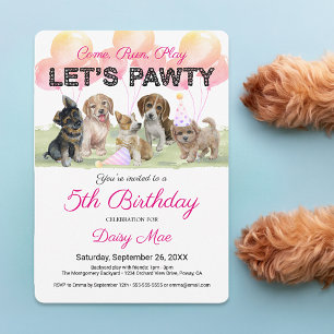 Cute Personalised Puppy Dog Birthday Party Invitation