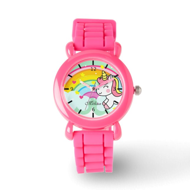 Cute Personalised Rainbow Unicorn Watch (Front)