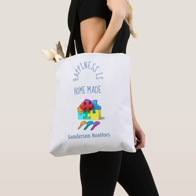 Cute Personalised Realtor Estate Agent Tote Bag (Close Up)