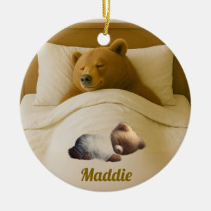 Cute Personalised Round Bear Acrylic Ornament
