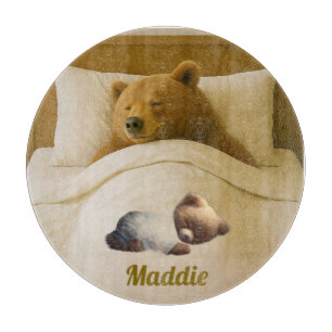 Cute Personalised Round Bear Cutting Board