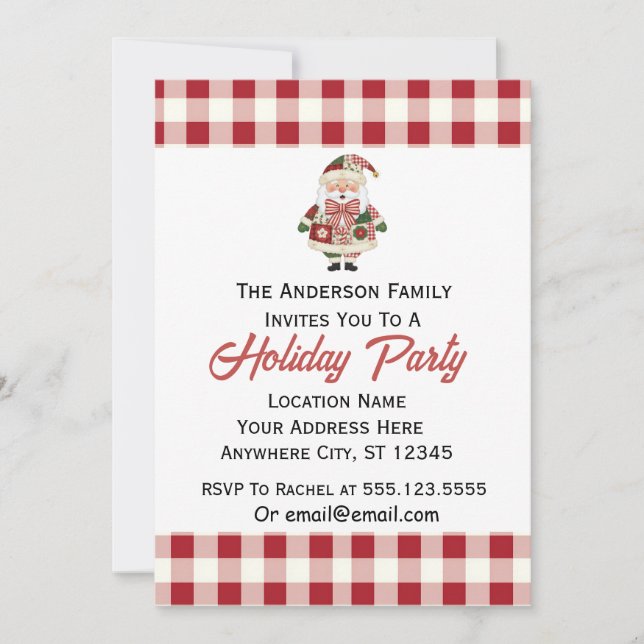 Cute Personalised Santa Christmas Holiday Invitation (Front)