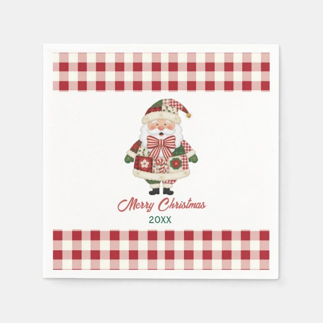 Cute Personalised Santa Christmas Holiday Napkin (Front)