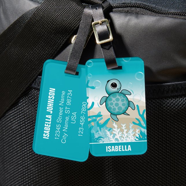 Cute Personalised Sea Turtle Luggage Tag (Creator Uploaded)