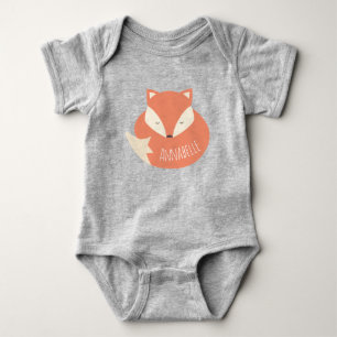 Cute Personalised Sleeping Fox Baby Bodysuit