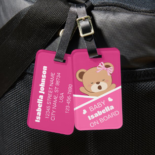 Cute Personalised Sleepy Baby Bear Luggage Tag