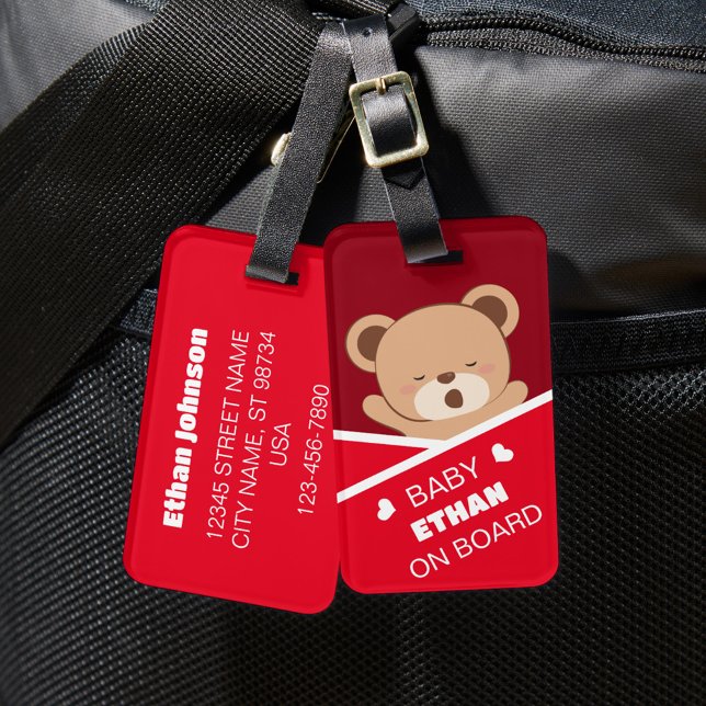 Cute Personalised Sleepy Baby Bear Luggage Tag (Creator Uploaded)