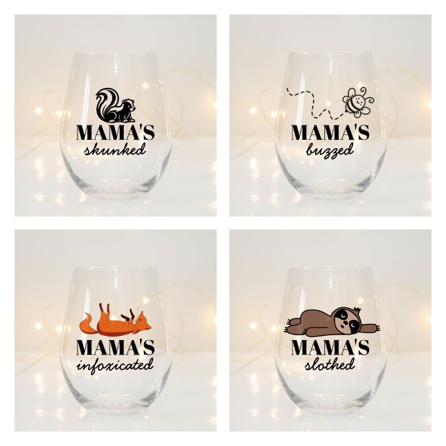 Cute Personalised Sloth Fox Bee And Fox Cool Funny Stemless Wine Glass (Creator Uploaded)