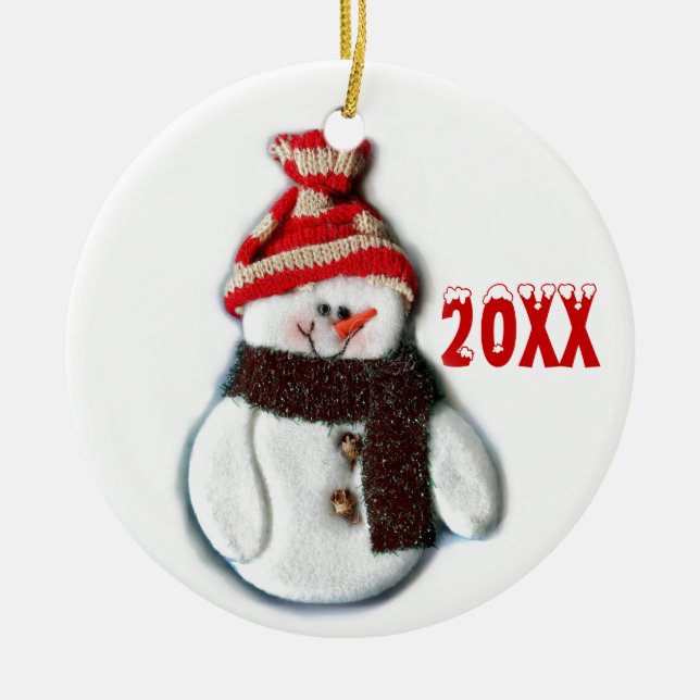Cute Personalised Snowman Ornament (Front)