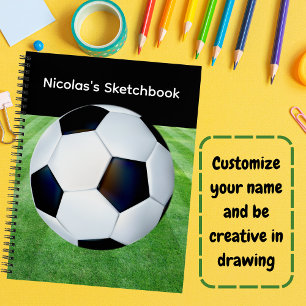 Cute Personalised Soccer sketchbook for kids Notebook