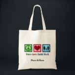 Cute Personalised Social Worker Tote Bag<br><div class="desc">Peace Love Social Work. A cute social worker Christmas gift featuring a family holding hands next to a peace sign and heart. Social services present.</div>