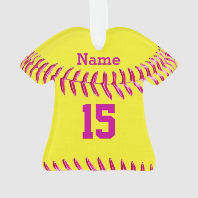 Cute Personalised Softball Ornaments, Jersey Shirt Ornament (Back)