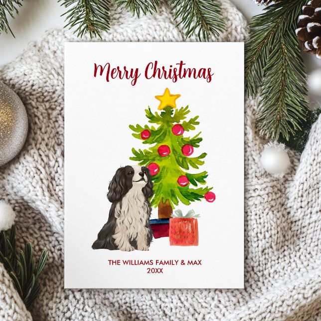 Cute Personalised Spaniel Dog Christmas Holiday Card (Creator Uploaded)