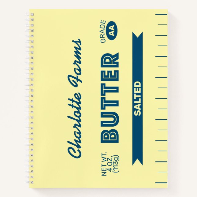 Cute Personalised Stick of Butter Spiral Notebook (Front)