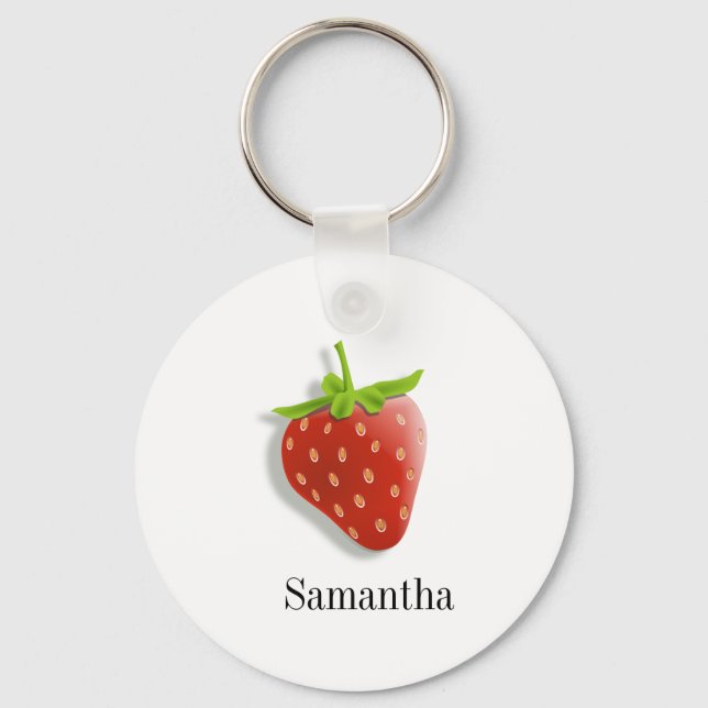 Cute Personalised Strawberry Key Ring (Front)